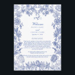 Elegant French Blue Floral Wedding Itinerary Program<br><div class="desc">An elegant vintage rustic French blue floral monogram wedding design. A simple monogrammed design that uses your initials to create an elegant classic monogram. A charming French blue and white vintage style wedding design with classy script typography. An elegant flower wedding Itinerary program card design with modern elements. Matching wedding...</div>