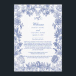 Elegant French Blue Floral Wedding Itinerary Program<br><div class="desc">An elegant vintage rustic French blue floral monogram wedding design. A simple monogrammed design that uses your initials to create an elegant classic monogram. A charming French blue and white vintage style wedding design with classy script typography. An elegant flower wedding Itinerary program card design with modern elements. Matching wedding...</div>