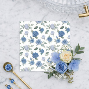 Elegant French Blue Rose Watercolor Pattern Napkins