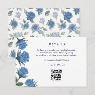 Elegant French Blue Rose Watercolor Wedding Enclosure Card