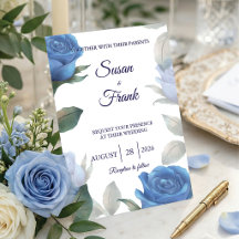 Elegant French Blue Rose Watercolor Wedding