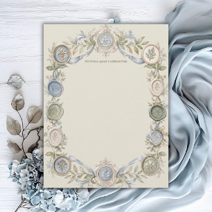 Elegant French Blue Sage Floral Personalized Letterhead