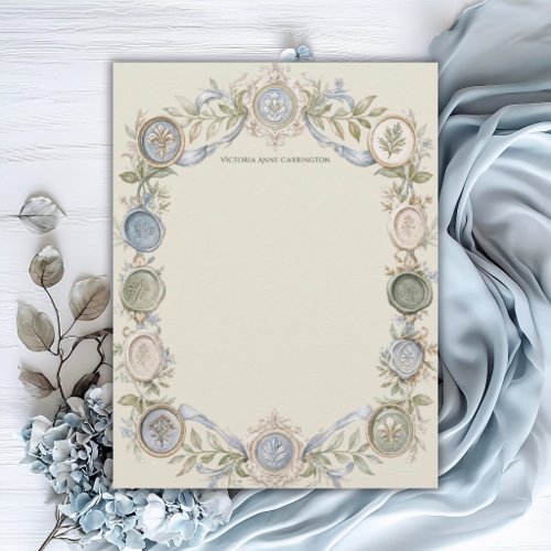 Elegant French Blue Sage Floral Personalized Letterhead
