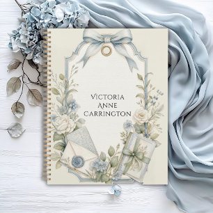 Elegant French Blue Sage Floral Personalized  Planner