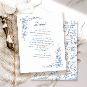 Elegant French Blue Vintage Floral Wedding Enclosure Card