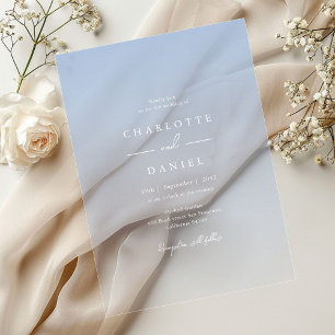 Elegant French BlueGradient Acrylic Wedding Acrylic Invitations