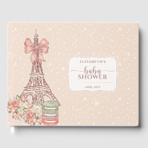 Elegant French Blush Beige Baby Shower Guest Book