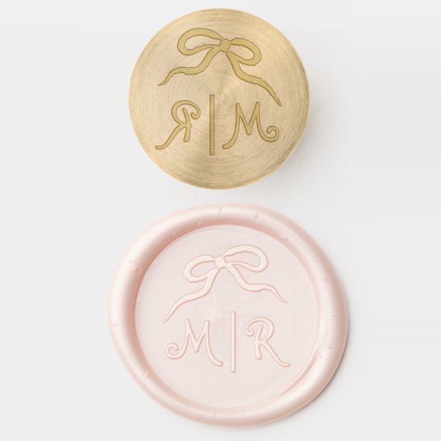 Elegant French Bow | Monograms Wax Seal Stamp (Stamped)
