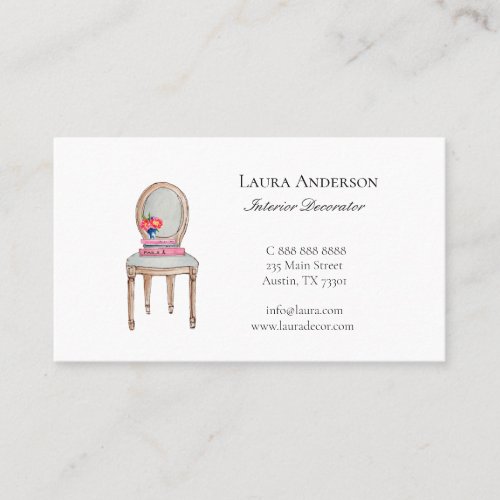 Elegant French chair Interior Decorator  Business Card