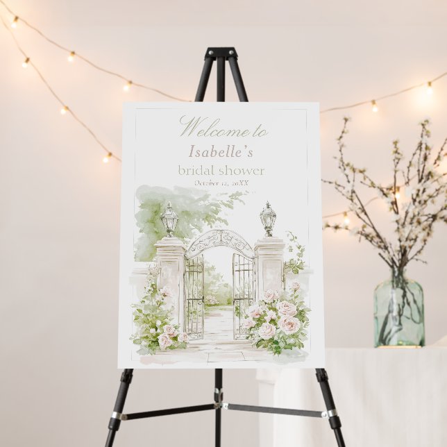 Elegant French Chateau Bridal Garden Welcome Foam Board (In Situ (Stand))