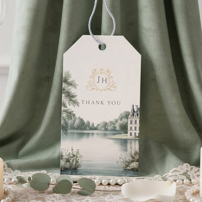 Elegant French Château Monogram Wedding Gift Tag (Creator Uploaded)