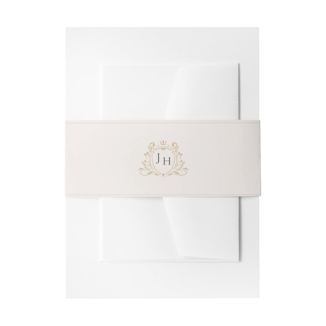 Elegant French Château Monogram Wedding Invitation Belly Band (Front Example)