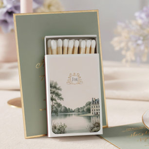 Elegant French Château Monogram Wedding Matchboxes