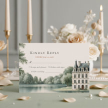 Elegant French Château Monogram Wedding RSVP