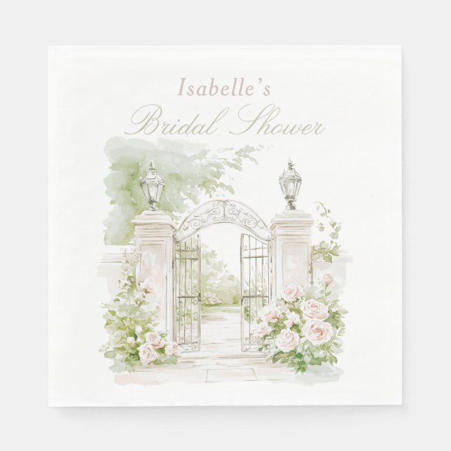 Elegant French Chateau Pastel Bridal Garden  Napkins (Front)