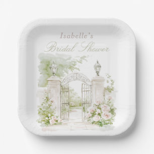 Elegant French Chateau Pastel Bridal Garden  Paper Plates