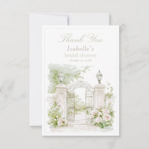 Elegant French Chateau Pastel Bridal Garden Thank You Card