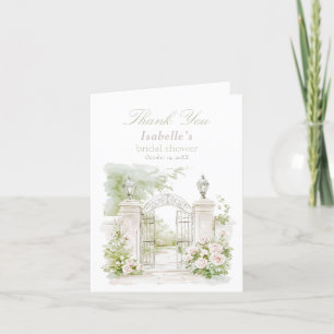 Elegant French Chateau Pastel Bridal Garden Thank You Card