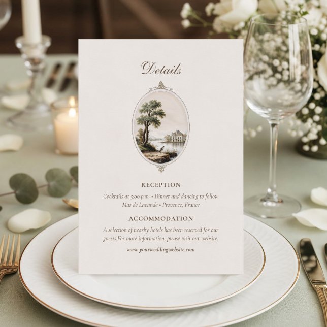 Elegant French Chateau Wedding Details  Enclosure Card (Creator Uploaded)