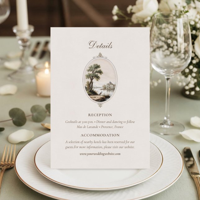 Elegant French Chateau Wedding Details  Enclosure Card (Creator Uploaded)