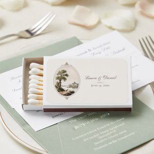 Elegant French Chateau Wedding Horizontal Matchboxes