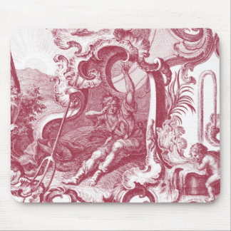 Elegant French Country Antique Red Toile de Jouy Mouse Pad