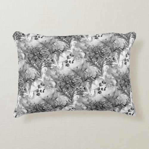 Elegant French Country Black and White Floral Accent Pillow