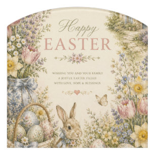 Elegant French Country Easter Greeting Vintage Door Sign