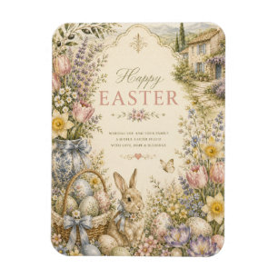 Elegant French Country Easter Greeting Vintage Magnet