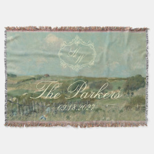 Elegant French Country Family Name Crest Monogram Throw Blanket