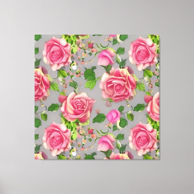 Elegant French Country Garden Rose Design Canvas Print (Front)