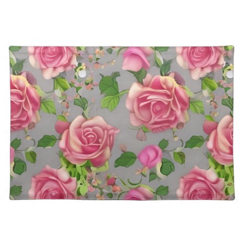 Elegant French Country Garden Rose Design Cloth Placemat