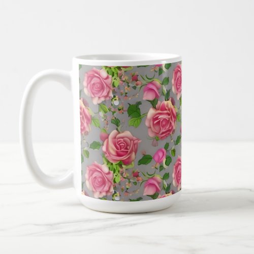 Elegant French Country Garden Rose Design Coffee Mug