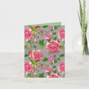 Elegant French Country Garden Rose Design Letterpress Thank You Card