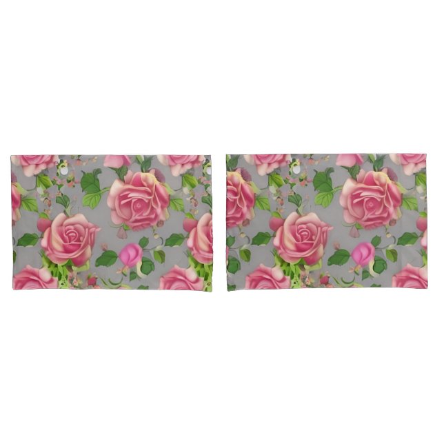 Elegant French Country Garden Rose Design Pillow Case (Front-Set)