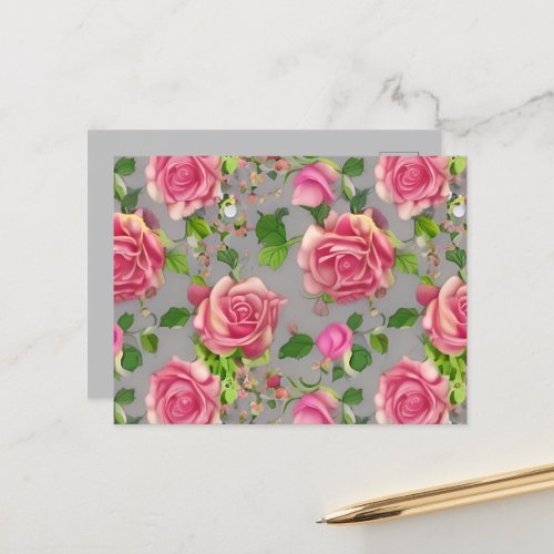 Elegant French Country Garden Rose Design Postcard
