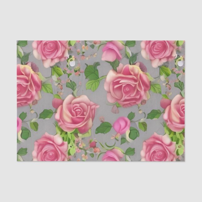 Elegant French Country Garden Rose Design Tissue Paper (Front)
