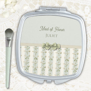 Elegant French Country Maid of Honor Gift Compact Mirror