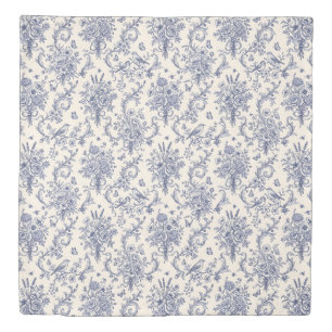 Elegant French Country Toile de Jouy Blue Pattern Duvet Cover