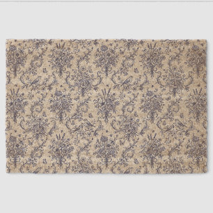 Elegant French Country Toile de Jouy Blue Pattern Fiber Doormat