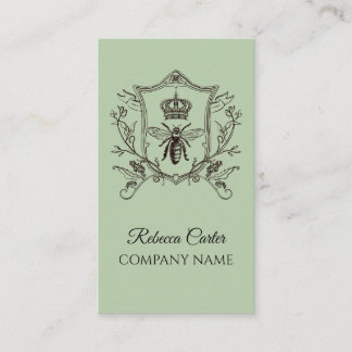 Elegant French Country Vintage Fashion Crown Bee  Business Card