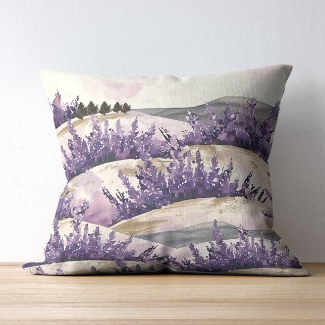 Elegant French Countryside Pretty Lavender Fields  Throw Pillow (Creator Uploaded)