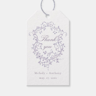Elegant French Crest Lavender Wedding Thank You Gift Tags
