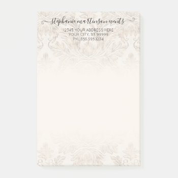 Elegant French Damask Ivory Professional Business Post-it Notes by EverythingBusiness at Zazzle