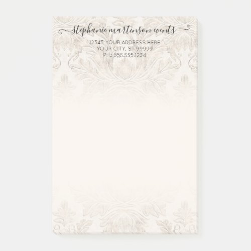 Elegant French Damask Ivory Professional Business Post_it Notes