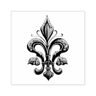 Elegant French Fleur de Lis Rubber Stamp