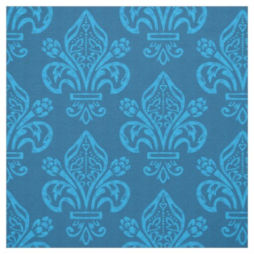 Elegant French Fleur de Lys Teal Green Blue Fabric
