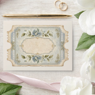 Elegant French Floral Blue Frame  Envelope
