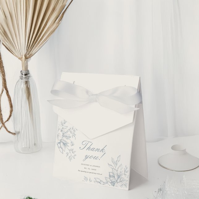 Elegant French Floral Blue Toile Wedding  Favor Boxes (Creator Uploaded)