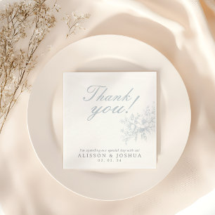 Elegant French Floral Blue Toile Wedding Napkins